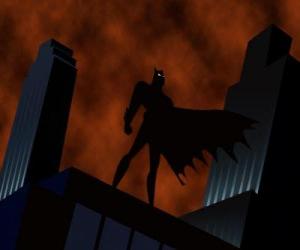 yapboz Batman Gotham City bir binanın çatı gelen şehir izlerken